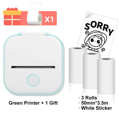 T02 Mini Thermal Printer - Portable Bluetooth Pocket Printer for Stickers, Photos, and Notes