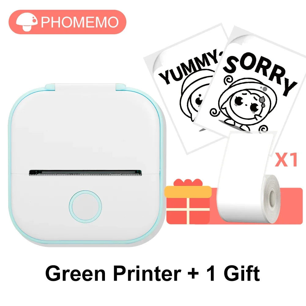 T02 Mini Thermal Printer - Portable Bluetooth Pocket Printer for Stickers, Photos, and Notes