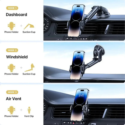 360° Adjustable Windshield Phone Holder for Car - Dashboard Mount for iPhone 16, 15, 14, Samsung, and Xiaomi Devices