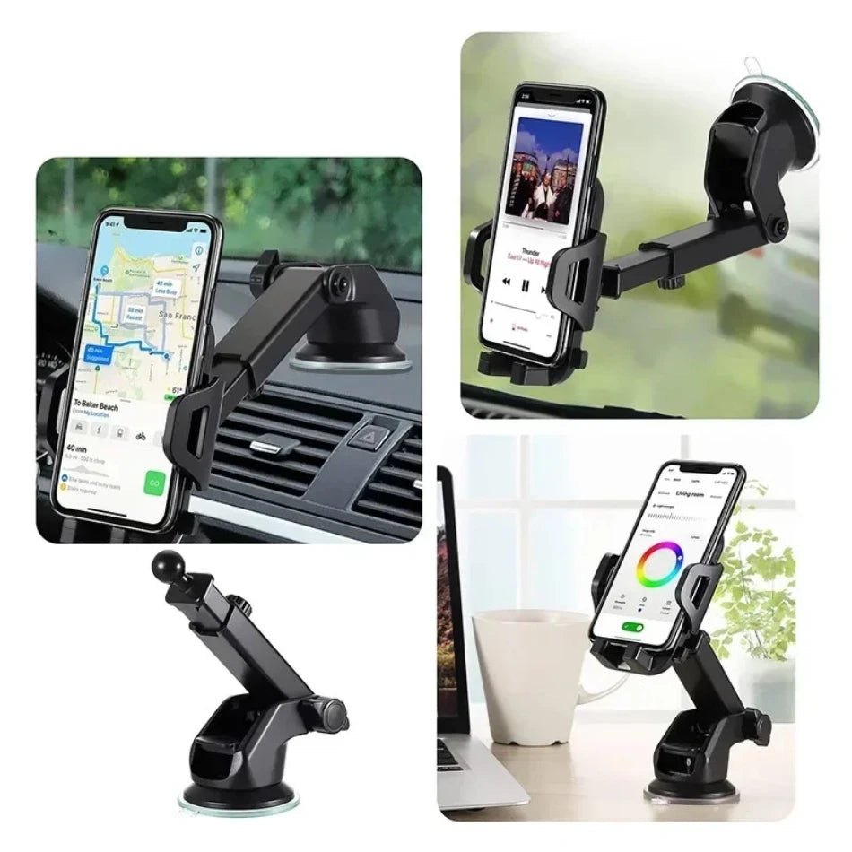 360° Adjustable Windshield Phone Holder for Car - Dashboard Mount for iPhone 16, 15, 14, Samsung, and Xiaomi Devices
