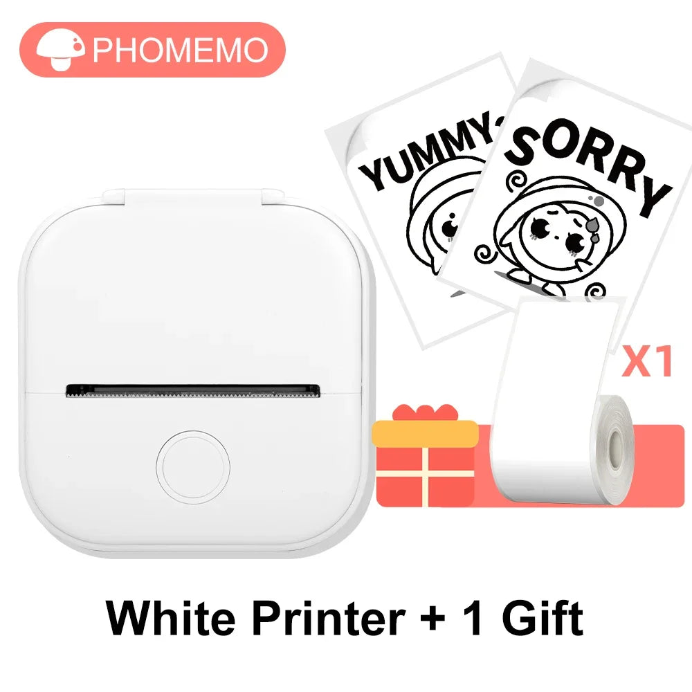 T02 Mini Thermal Printer - Portable Bluetooth Pocket Printer for Stickers, Photos, and Notes